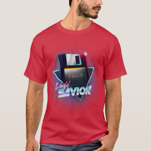 80s World Saviour Retro Wave Floppy Disc Computer  T-Shirt