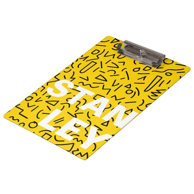 80's Yellow and Black Shape and squiggle  Clipboard (Angled)