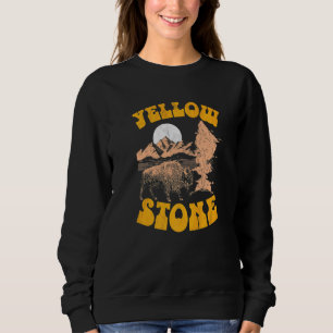 80s Yellowstone Park Retro Geyser Bison Distressed Sweatshirt