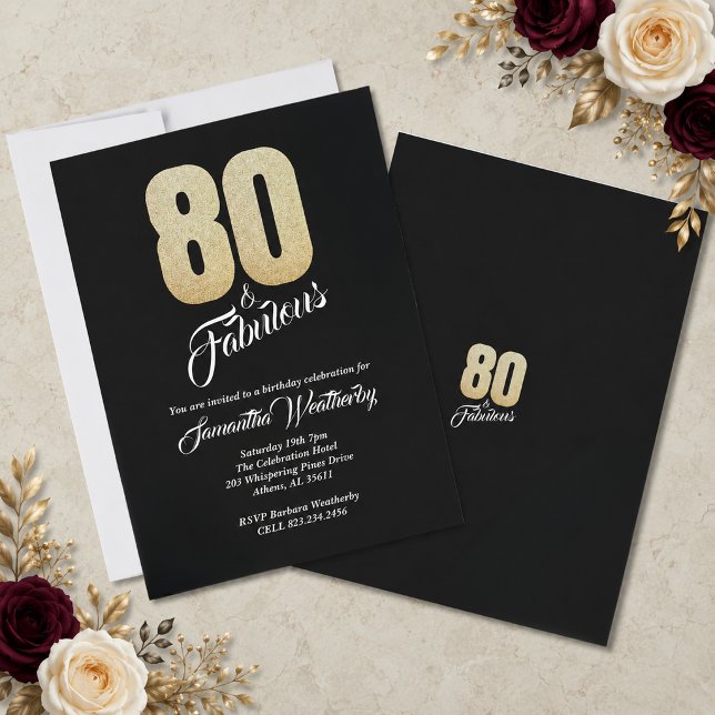 80th and fabulous birthday party invitation (80th and fabulous birthday party invitation.)
