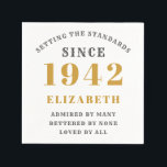 80th Birthday 1942 Fully Editable Gold White Napkin<br><div class="desc">Born 1942,  80th birthday. Fully editable paper napkin with dark grey and gold print. Easy to edit with template provided.</div>