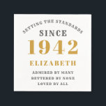 80th Birthday 1942 Fully Editable Gold White Napkin<br><div class="desc">Born 1942,  80th birthday. Fully editable paper napkin with dark grey and gold print. Easy to edit with template provided.</div>
