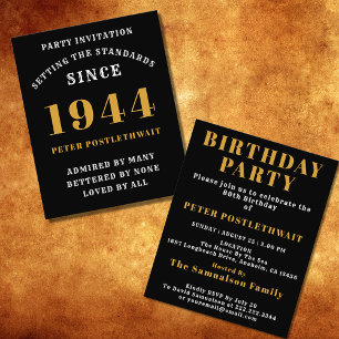 80th Birthday 1944 Black Gold Personalised For Him Flyer