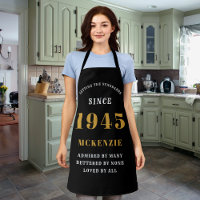 80th Birthday 1945 Name Chic Elegant Black Gold