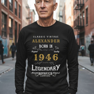 80th Birthday 1946 Add Name Black Gold Legendary T-Shirt
