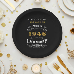 80th Birthday 1946 Legendary Retro Paper Plate