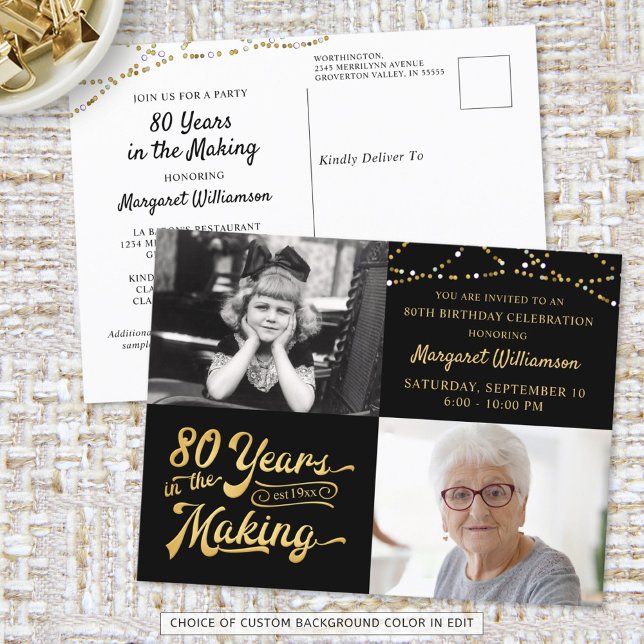 80th Birthday 2 Photos Retro Years in the Making Postcard (Creator Uploaded)