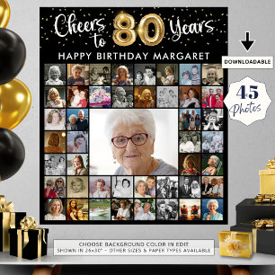 80th Birthday 45 Photo Collage Cheers to 80 Years Poster