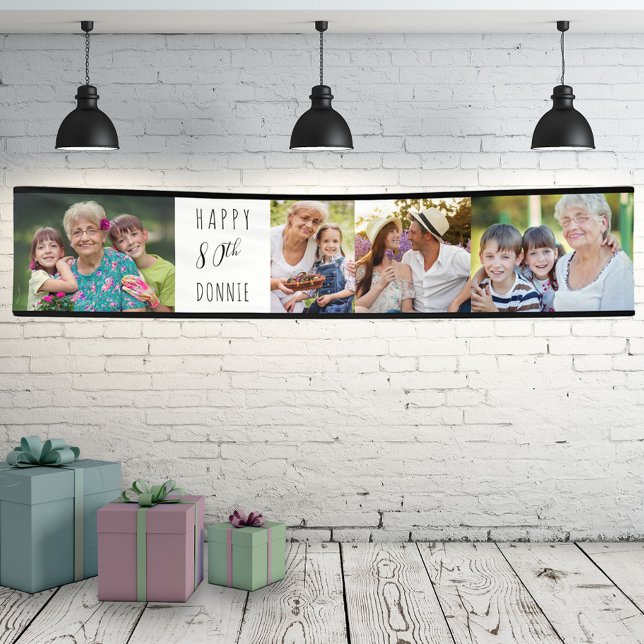 80th Birthday 4 Photo Strip Personalised Banner (Creator Uploaded)
