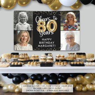 80th Birthday 4 Photos Cheers to 80 Years Confetti Banner