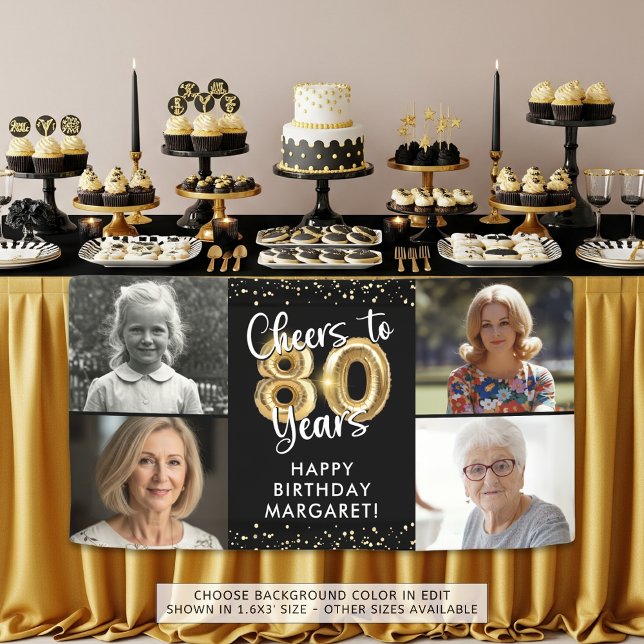 80th Birthday 4 Photos Cheers to 80 Years Confetti Banner (Creator Uploaded)