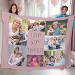80th Birthday 7 Photo Collage Pink Fleece Blanket<br><div class="desc">Photo Blanket - personalised keepsake gift to say Happy 80th Birthday. The photo template is set up for you to add 7 of your favourite photos which are displayed in a photo collage around the birthday greeting. The wording simply reads "Happy 80th Birthday" in casual typography. "80th" is actually editable...</div>