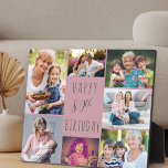 80th Birthday 7 Photo Collage Pink Plaque<br><div class="desc">Say Happy 80th Birthday with a personalized photo plaque. The photo template is set up for you to add 7 of your favorite photos which are displayed in a photo collage around the birthday greeting. The wording simply reads "Happy 80th Birthday" in casual typography. "80th" is actually editable if you...</div>
