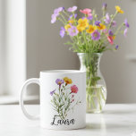 80th Birthday 80 Personalised Floral Flower for he Coffee Mug<br><div class="desc">This design was created though digital art.  It may be personalised by choosing the  customise further option.

Contact me at colorflowcreations@gmail.com if you with to have this design on another product.  

 See more of my creations or follow me at www.facebook.com/colorflowcreations,  www.instagram.com/colorflowcreations,  www.twitter.com/colorflowart,  and www.pinterest.com/colorflowcreations.</div>