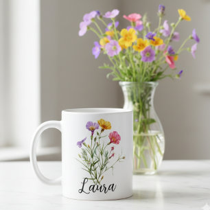 80th Birthday 80 Personalized Floral Flower for he Coffee Mug