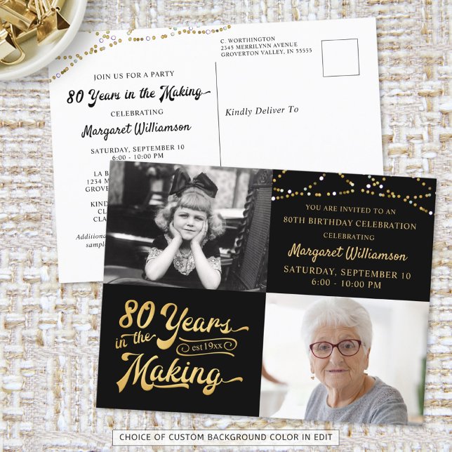 80th Birthday 80 Years in the Making 2 Photos Postcard (Creator Uploaded)