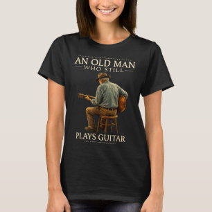 80th Birthday Acoustic Guitar Player Retro In T-Shirt