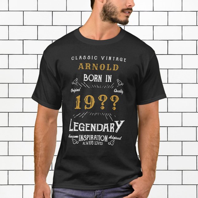 80th Birthday Add Name Year Legendary Black Gold T-Shirt (Creator Uploaded)