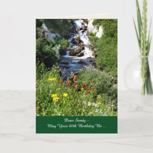 80th Birthday Adventure Waterfall Name Wildflowers Card