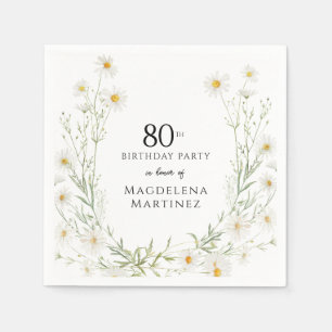 80th Birthday April Birth Month Flower Daisy Napkin