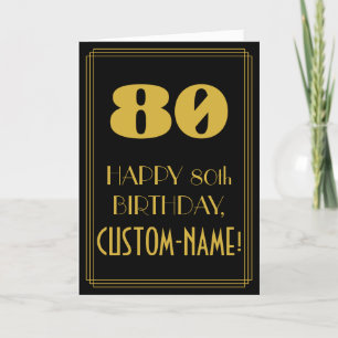 80th Birthday ~ Art Deco Inspired Look "80" & Name Card