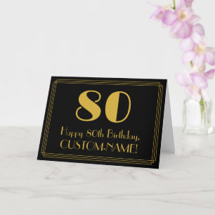 80th Birthday: Art Deco Inspired Look "80" + Name Card