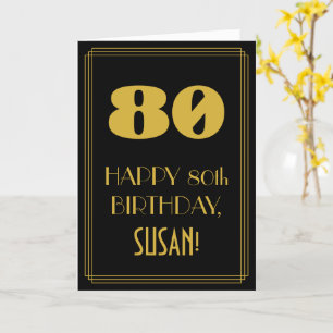80th Birthday – Art Deco Inspired Look "80" & Name Card