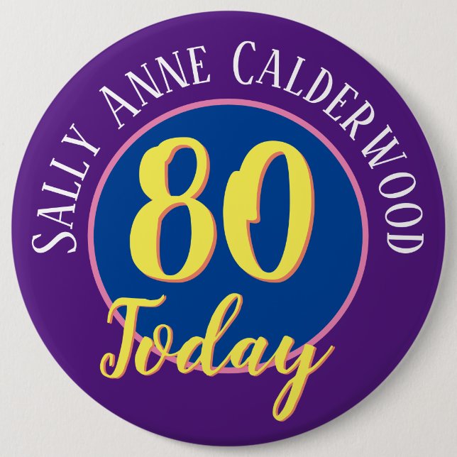 80th Birthday Badge to Personalize. (Front)