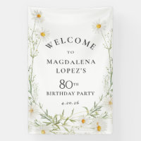 80th Birthday Banner April Birth Flower Daisy