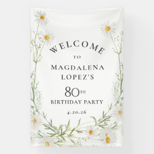 80th Birthday Banner April Birth Flower Daisy
