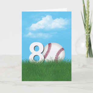 80th Birthday Baseball In Green Grass Card