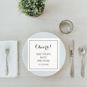 80th Birthday Black Elegant Script Modern Cheers Napkin