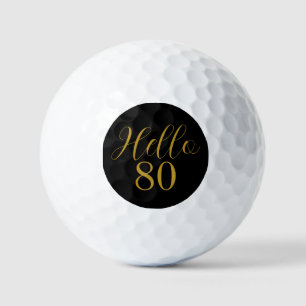 80th Birthday Black Gold Birthday Golf Balls