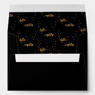 80th birthday black gold hello 80 typography envelope