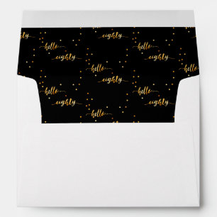 80th birthday black gold hello 80 typography envelope
