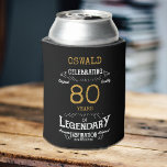 80th Birthday Black Gold  Legendary Funny Can Cooler<br><div class="desc">A personalised elegant can cooler that is easy to customise for that special birthday party occasion.</div>