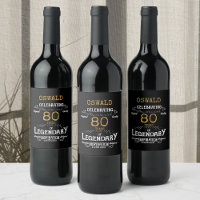80th Birthday Black Gold  Legendary Funny  Wine La