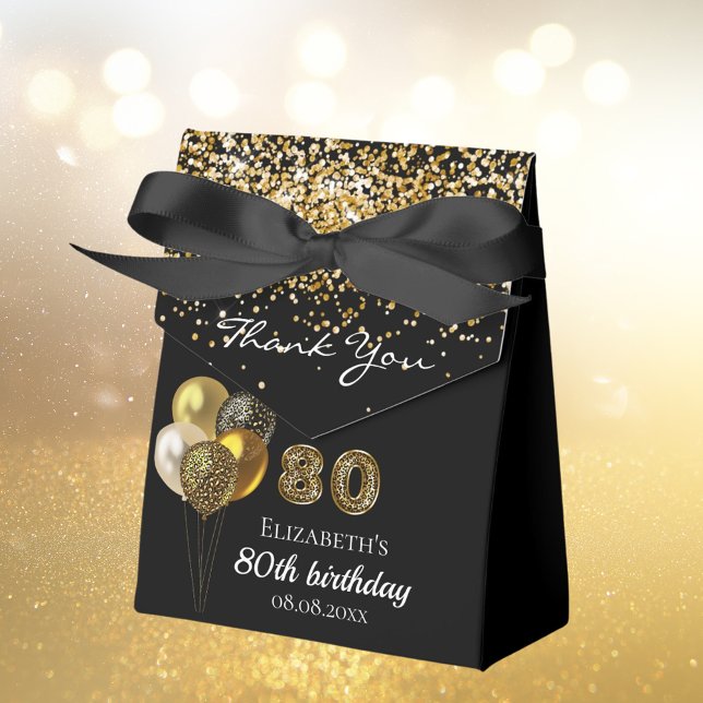 80th birthday black gold leopard thank you favour box (Creator Uploaded)