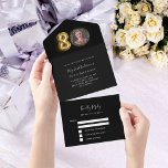 80th birthday black gold photo rsvp all in one invitation<br><div class="desc">A black background,  decorated with a large number 80 in faux gold.  Personalise and add a photo,  name,  party details,  RSVP date,  return address and name.</div>