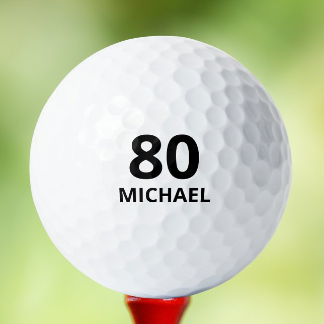 80th Birthday Black Script Personalised Name Golf Balls (Creator Uploaded)