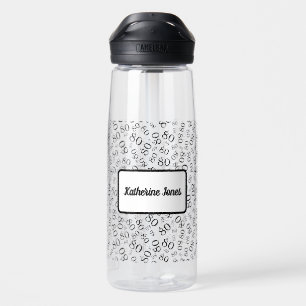 80th Birthday Black & White Random Number Pattern Water Bottle