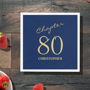 80th Birthday Blue Gold Chapter 80 Napkin