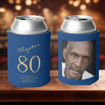 80th Birthday Blue Gold Photo Template Can Cooler<br><div class="desc">Celebrate your loved one's birthday in style with a personalised blue and gold birthday can cooler featuring their favourite photo. Discover how this high-quality,  customisable cooler can elevate any birthday celebration and create a lasting impression for the birthday honoree.</div>