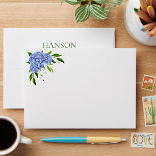 80th Birthday Blue Hydrangeas Return Address Envelope