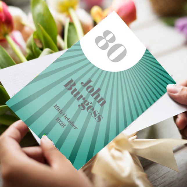 80th Birthday Blue Male Modern Birthday Invitation (Creator Uploaded)