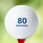 80th Birthday Blue Script Personalised Name Golf Balls<br><div class="desc">80th Birthday Blue Script Personalised Name features the age with the persons name below. Personalise by editing the text in the text boxes provided.  Perfect for a golfer or sports lover for their eightieth birthday. Designed by ©Evco Studio www.zazzle.com/store/evcostudio</div>