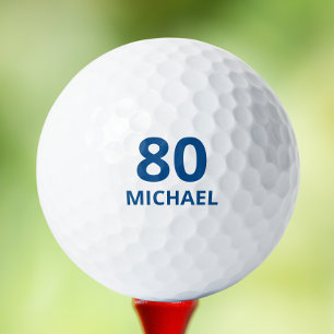 80th Birthday Blue Script Personalised Name Golf Balls