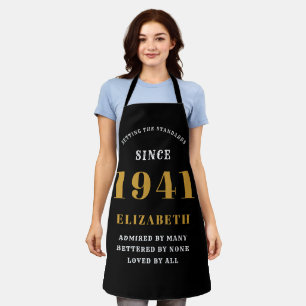 80th Birthday Born 1941 Black Gold Lady's Apron