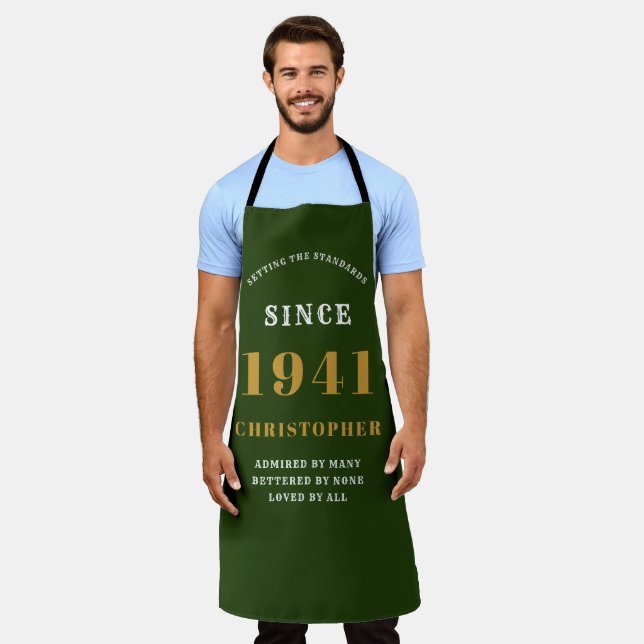 80th Birthday Born 1941Green Gold Man's Apron (Worn)