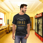80th Birthday Born 1943 Black Add Your Name Love T-Shirt<br><div class="desc">Celebrate the amazing achievements of your loved one's 80th birthday with this cool and timeless custom t-shirt! This black and gold t-shirt can be personalised with their name and the year they were born (1943). It's perfect for birthday parties, family gatherings, and special occasions. Show your love and appreciation for...</div>
